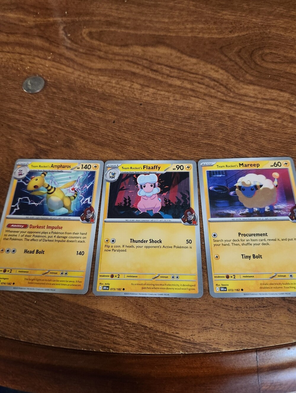 PokemonCard Team Rocket's Mareeep, Flaafy And Ampharos